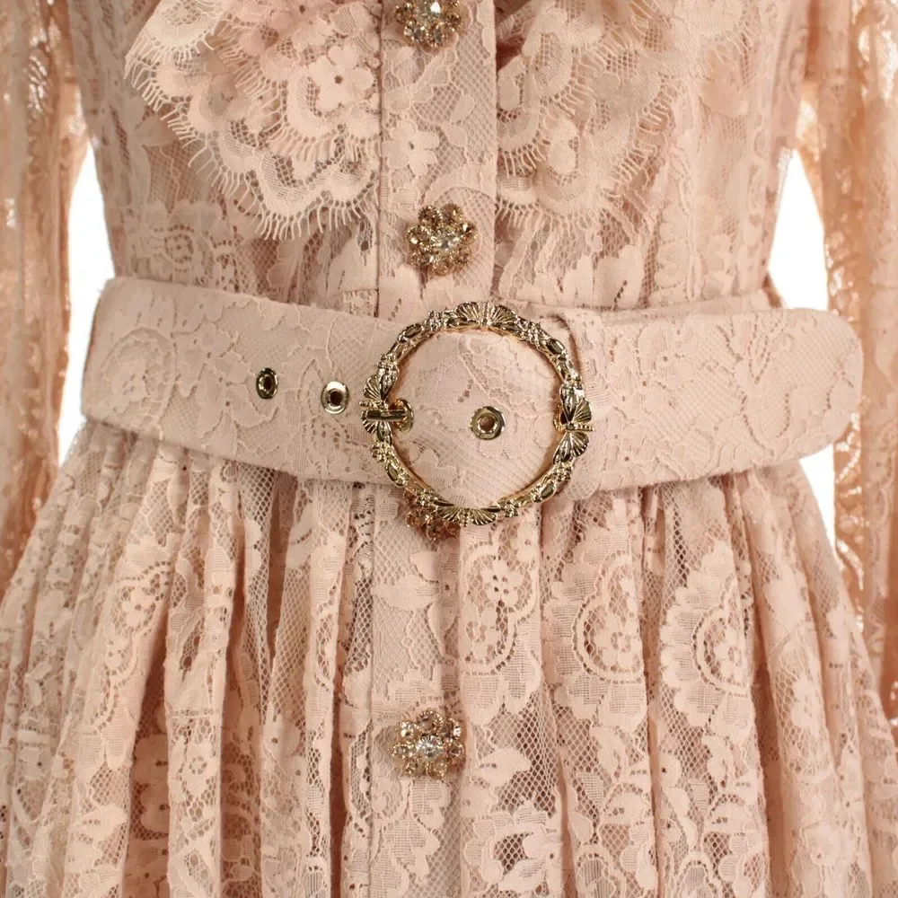 Zimmermann NWT Kaleidoscope Lace Ruffle Midi Dress Size 2 US 8 Light Beigey Pink - Picture 7 of 14